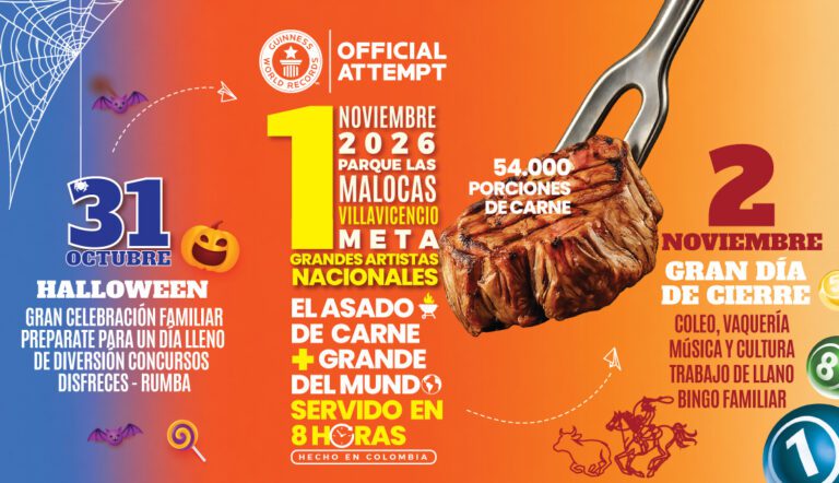 Intento de récord Guinness del asado de carne más grande del mundo: 1 de noviembre de 2026, Parque Las Malocas, Villavicencio