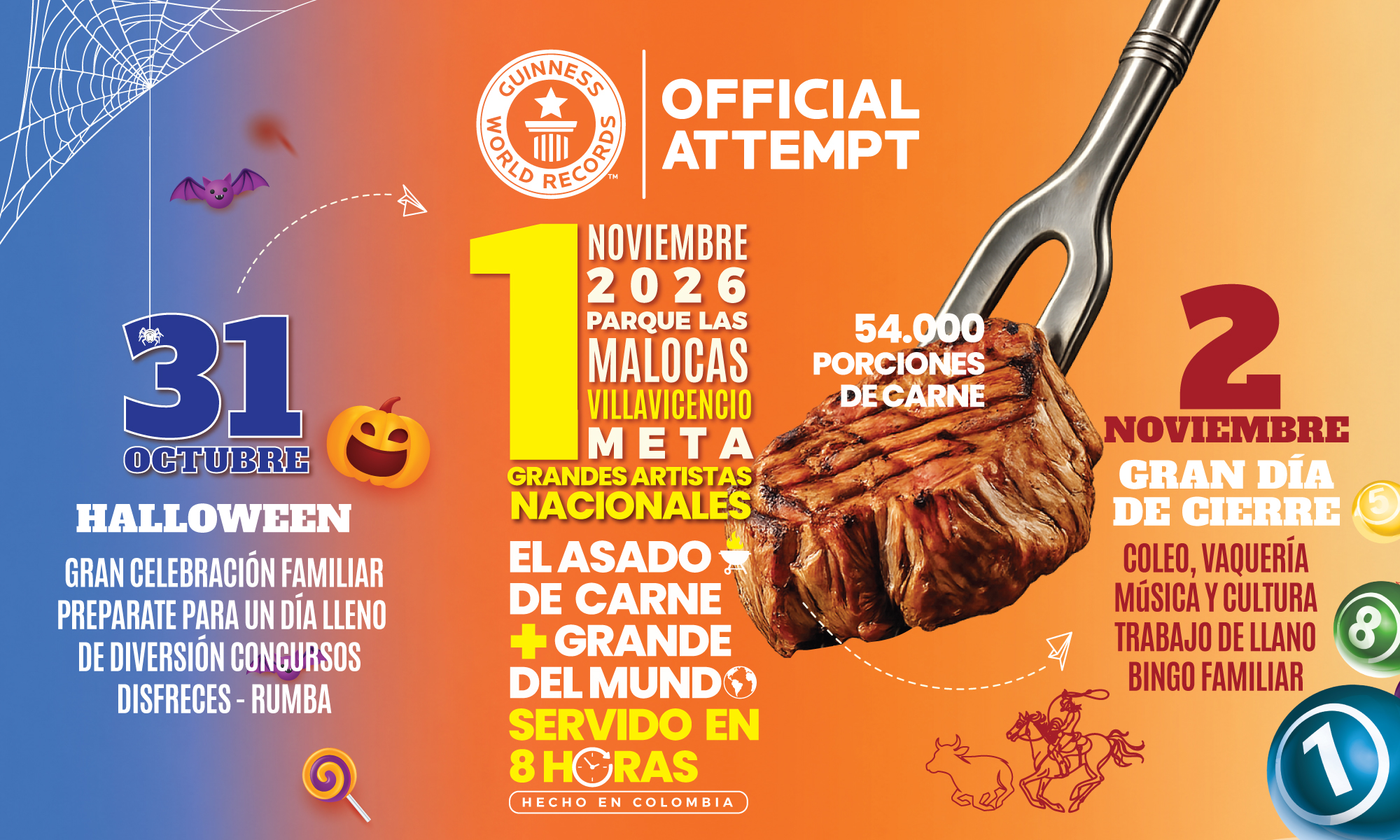 Guinness Asado 2026 v2 - poster Intento Guinness World Record - El Asado de Carne más Grande del Mundo 2026