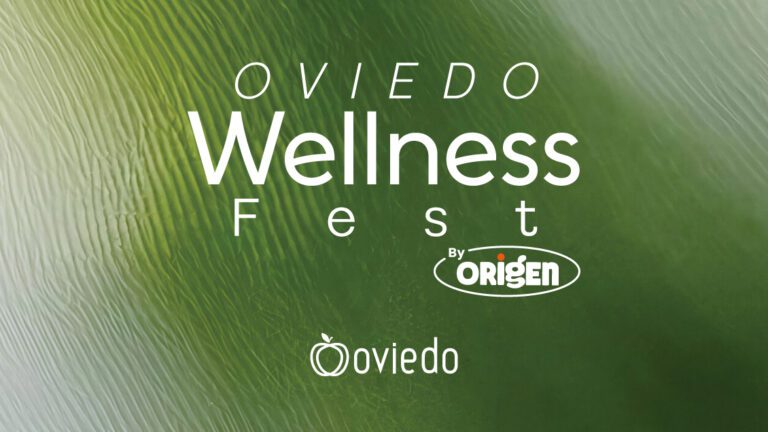 Logo de Oviedo Wellness Fest by Origen sobre un fondo verde, festival en Oviedo, Medellín