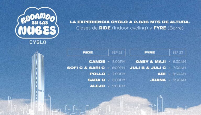 Rodando en las Nubes by Cyglo: clases de ride y barre el 22 y 23 de septiembre en el helipuerto de la Torre Colpatria